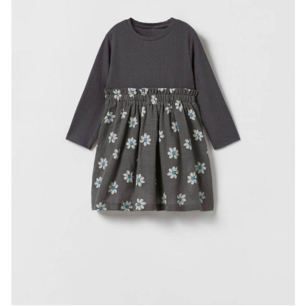Zara grey combination floral dress